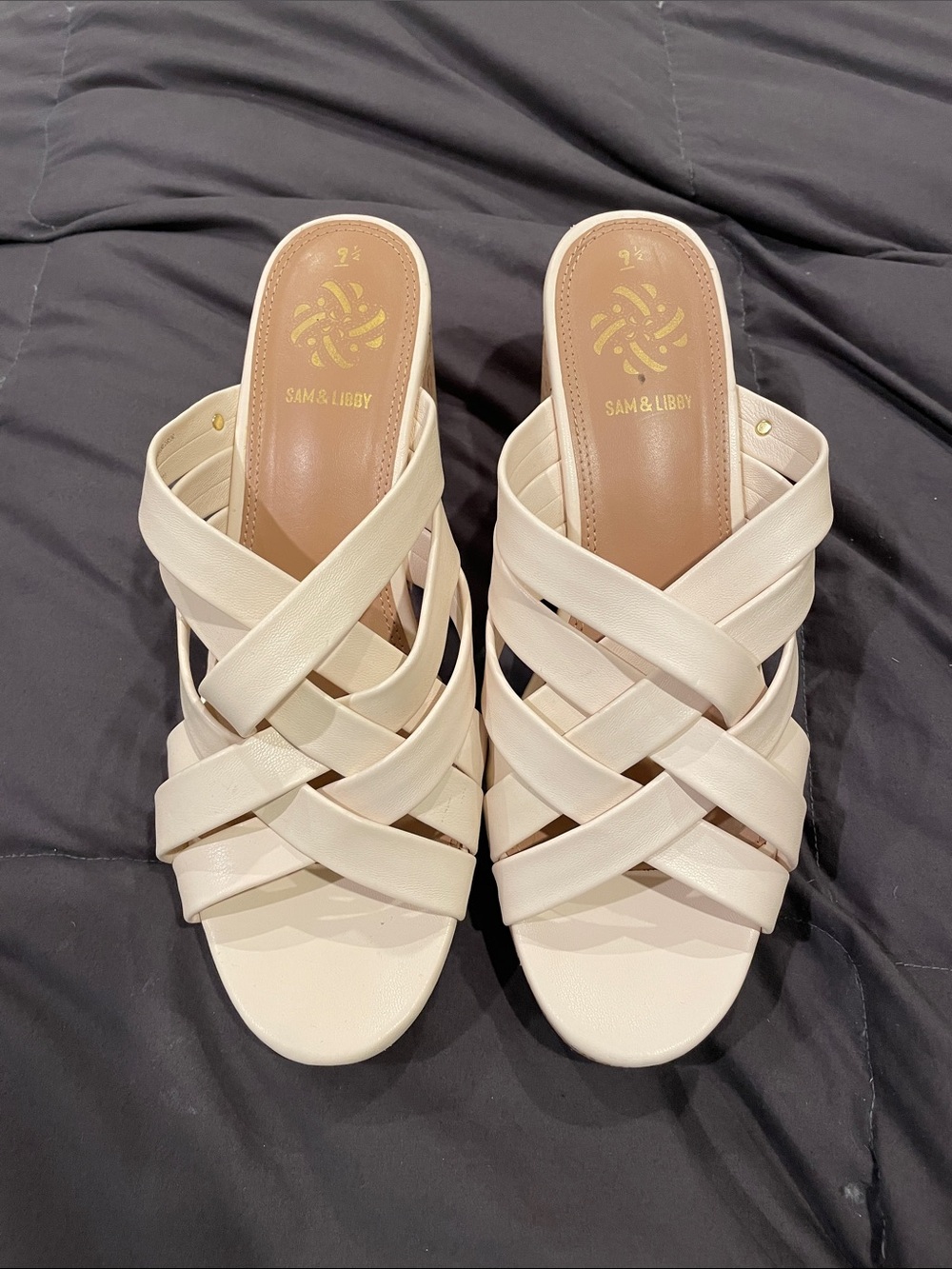 Sam & Libby Cream Braided Slide Mules